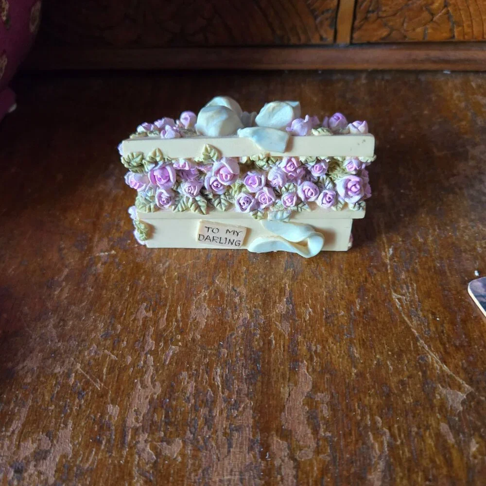 Vintage Box of Pink Roses Trinket Box Romantic Cottagecore Victorian Style